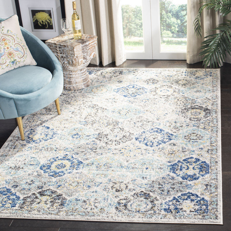 Bungalow Rose Gutierez Oriental Ivory/Aqua Area Rug & Reviews Wayfair